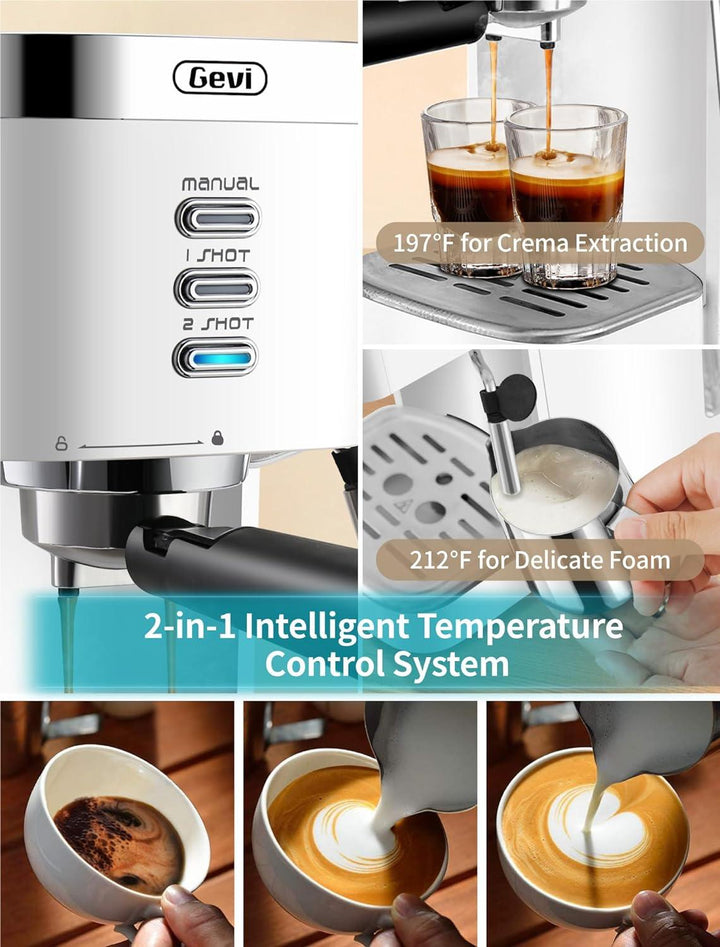 Gevi 20 Bar Commercial High Pressure Espresso Machine, 1.2L Water Tank, 1350W Paired with One Button Electric Coffee Grinder, Silent Operation - Zrafh.com - Your Destination for Baby & Mother Needs in Saudi Arabia