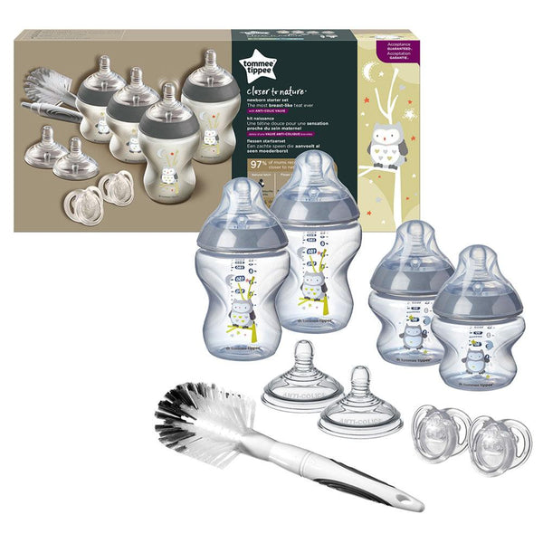Tommee Tippee Closer to Nature Newborn Baby Bottle Starter Kit With Cleaning Brush - Mixed Sizes - Zrafh.com - Your Destination for Baby & Mother Needs in Saudi Arabia