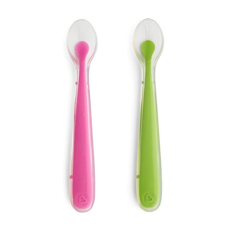 Munchkin Gentle Scoop Silicone Training Spoons, 2 Pack in Pink/Purple