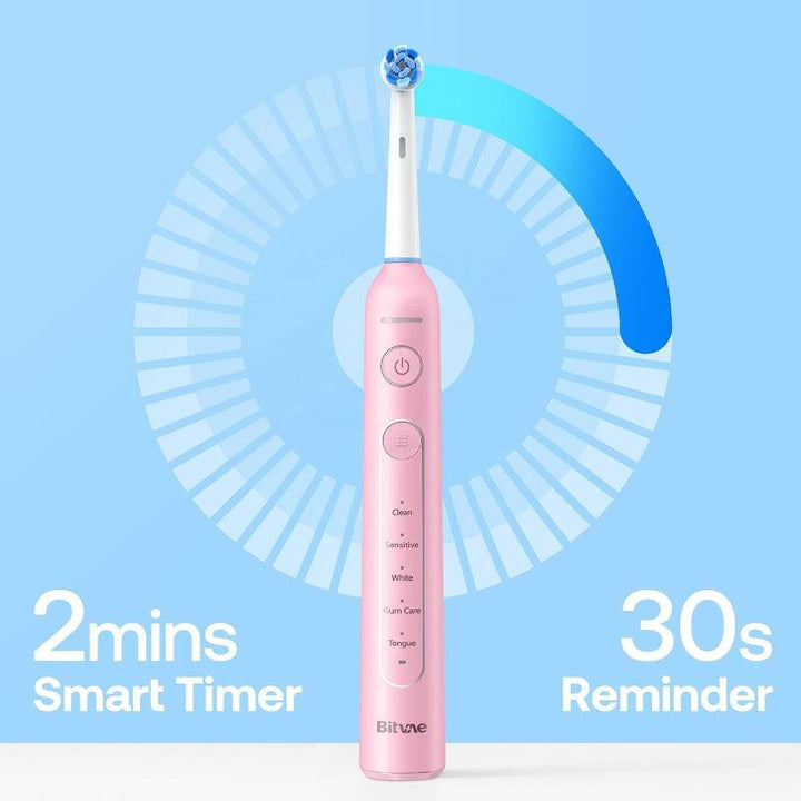 Bitvae R2 Rotating Electric Toothbrush for Adults with 8 Brush Heads, 5 Modes Rechargeable Power Toothbrush with Pressure Sensor - Zrafh.com - Your Destination for Baby & Mother Needs in Saudi Arabia