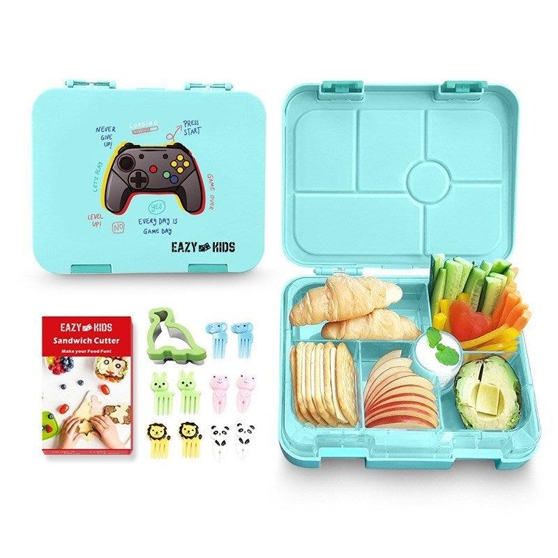 Eazy Kids 6 Compartment Bento Lunch Box w/ sandwich cutter- Unicorn Purple