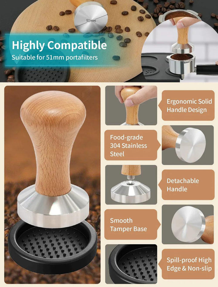 Gevi Espresso Machine Accessories - Milk Frothing Pitcher 12oz/350mL, 16 Pieces Coffee Decorating Stencils, Decorating Art Pen, Stainless Steel Tamper, Barista Towel and Coffee Tamper Placement - Zrafh.com - Your Destination for Baby & Mother Needs in Saudi Arabia