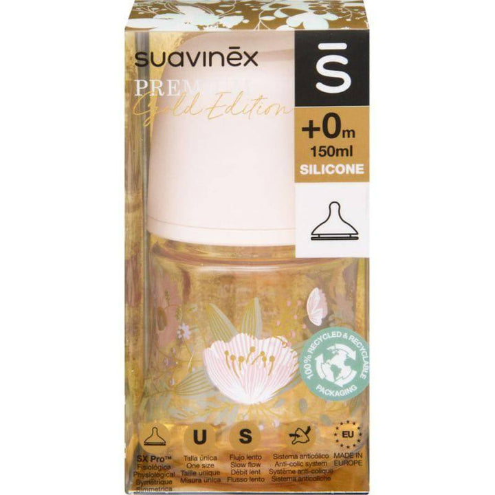 Suavinex Gold Edition Feeding Bottle with silicone Nipple - 150 ml - Pink - ZRAFH