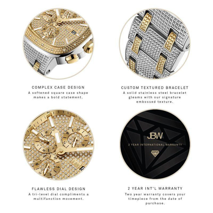 Jbw Men's Heist Watch 0.20 Ctw Diamond - Stainless Steel Men's Watch - Silver And Gold - J6380 - Zrafh.com - Your Destination for Baby & Mother Needs in Saudi Arabia