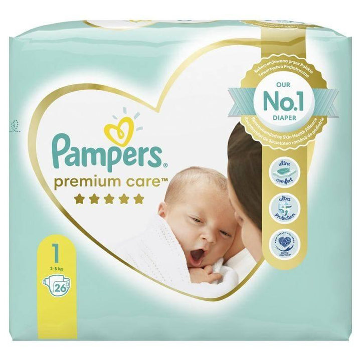 Pampers Baby-Dry, Size 1, Newborn, 2-5 kg, Carry Pack, 26 Diapers - ZRAFH