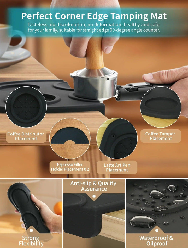 Gevi Espresso Machine Accessories - Knock Box for Espresso Coffee Grounds, Espresso Tamper and Mat, Food Safe Silicone Coffee Tamp - Zrafh.com - Your Destination for Baby & Mother Needs in Saudi Arabia