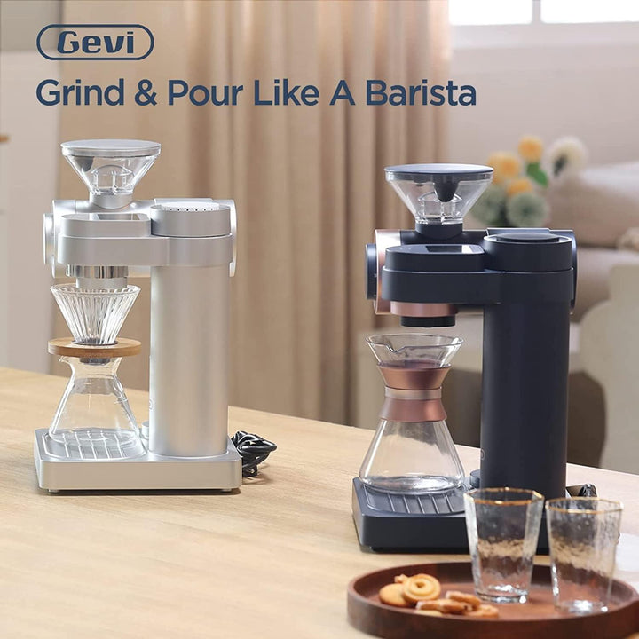 Gevi 4-in-1 Smart Pour-over Coffee Machine Fast Heating Brewer With Built-In Grinder, 51 Step Grind Setting, Automatic Barista Mode, Custom Recipes, Descaling Function, Blue, Aluminum, 1000W - Zrafh.com - Your Destination for Baby & Mother Needs in Saudi Arabia