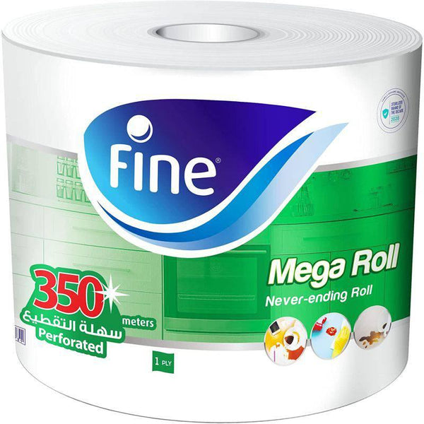 Kitchen paper towel roll, 350meters x 1 ply. Fine¬Æ Mega rolls, sterilized tissues for germ protection, Half Perforated - ZRAFH