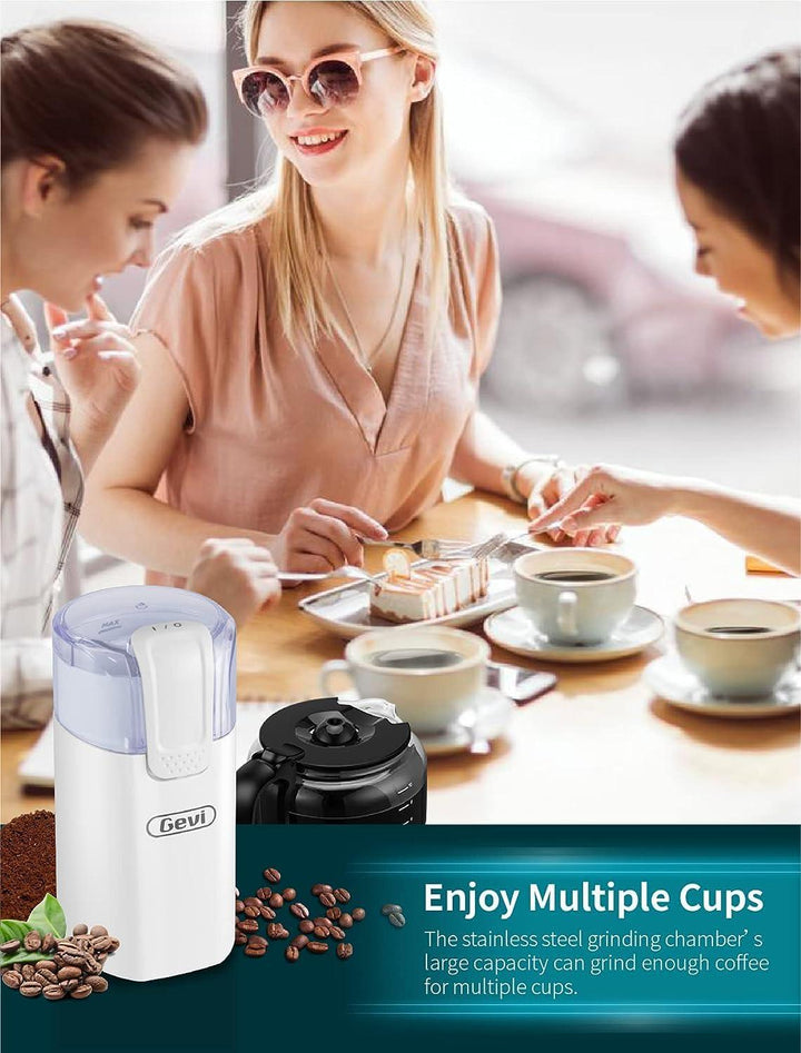 Gevi One-Touch Button Electric Coffee Grinder Coffee Bean Grinder for Coffee Espresso Latte Mochas, Noiseless Operation-white - Zrafh.com - Your Destination for Baby & Mother Needs in Saudi Arabia
