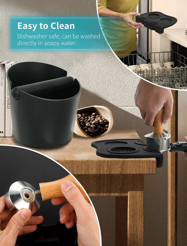 Gevi Espresso Machine Accessories - Knock Box for Espresso Coffee Grounds, Espresso Tamper and Mat, Food Safe Silicone Coffee Tamp - Zrafh.com - Your Destination for Baby & Mother Needs in Saudi Arabia