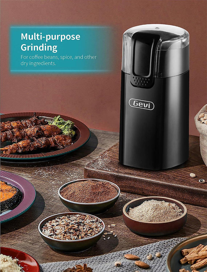 Gevi One-Touch Button Electric Coffee Grinder Coffee Bean Grinder for Coffee Espresso Latte Mochas, Noiseless Operation-Black - Zrafh.com - Your Destination for Baby & Mother Needs in Saudi Arabia