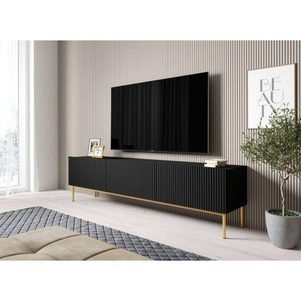 Black Wood TV Unit for Modern Entertainment By Alhome - Zrafh.com - Your Destination for Baby & Mother Needs in Saudi Arabia