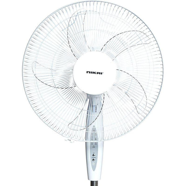 NIKAI 16" Stand Fan with Remote Control - 3 Speeds- 45W - White - NMF1600MR - Zrafh.com - Your Destination for Baby & Mother Needs in Saudi Arabia