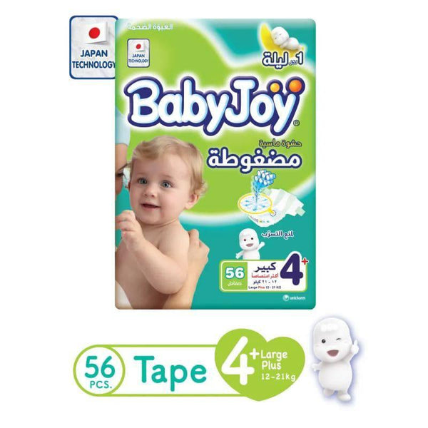 Babyjoy Mega Pack Baby Diaper Size #4+ Large - 12-21 kg - 56 Diaper - ZRAFH