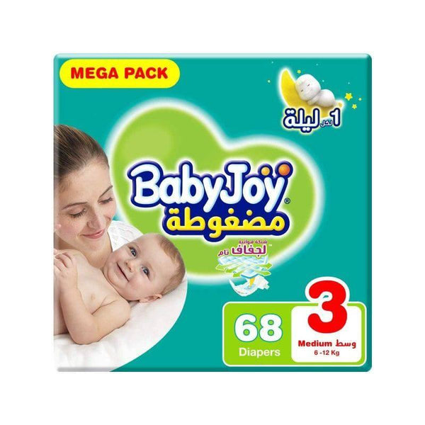 Babyjoy Mega Pack Baby Diaper Size #3 Meduim - 6-12 kg - 68 Diaper - ZRAFH