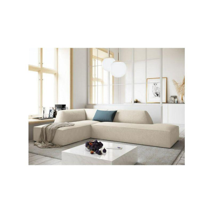 Alhome LShape  Sofa - Linen - Beige - 85x180x250x75 cm - Zrafh.com - Your Destination for Baby & Mother Needs in Saudi Arabia