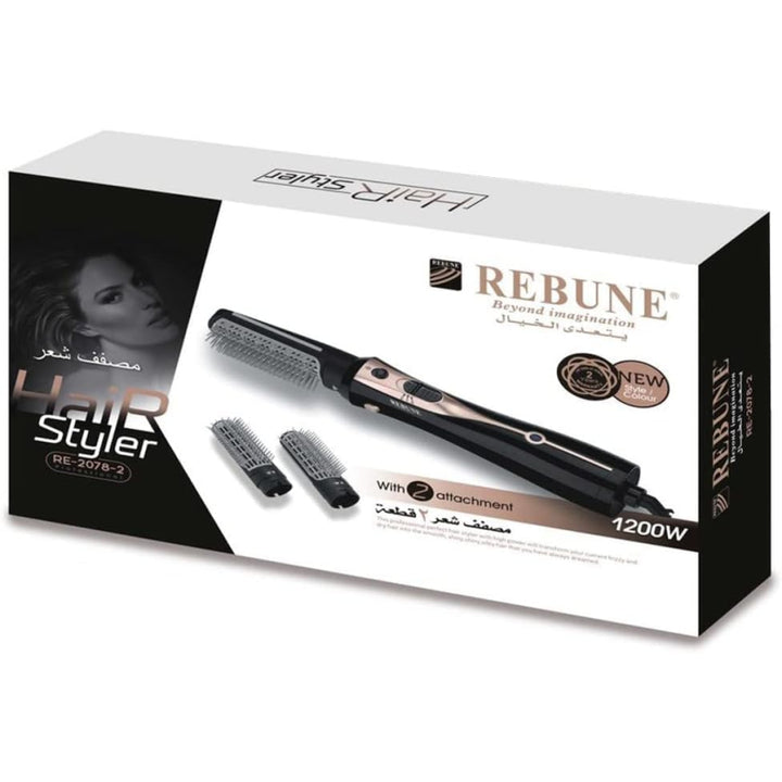 Rebune Hair dryer with ion technology with attachment - 1200 W - black - Zrafh.com - Your Destination for Baby & Mother Needs in Saudi Arabia