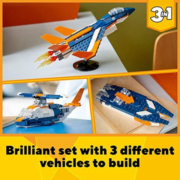 Lego Creator 3in1 Supersonic Jet Plane to Helicopter Set - 215 Pieces - 6371106 - Zrafh.com - Your Destination for Baby & Mother Needs in Saudi Arabia
