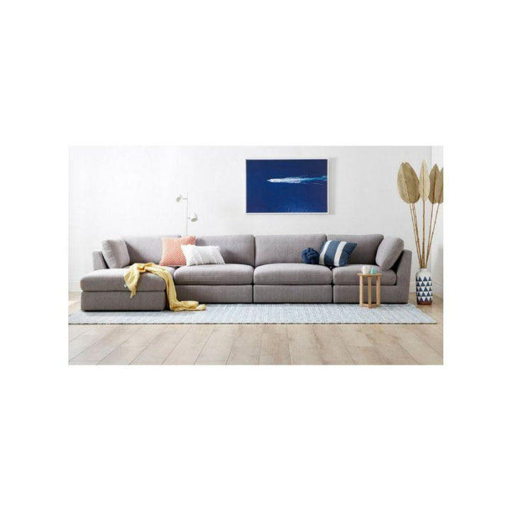 Alhome Lshape Sofa 300x180x95x90 - Grey - Zrafh.com - Your Destination for Baby & Mother Needs in Saudi Arabia