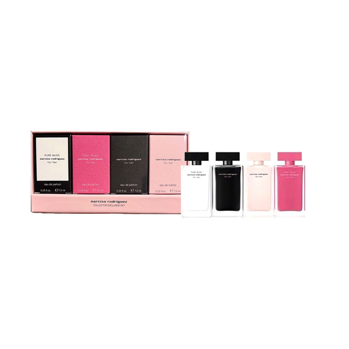 Narciso Rodriguez Mini Set For Women - 4 Pieces(For Her Eau De Parfum + For Her Eau De Toilette + Fleur Musc Eau De Parfum + Pure Musc Eau De Parfum) - 7.5 ml - Zrafh.com - Your Destination for Baby & Mother Needs in Saudi Arabia