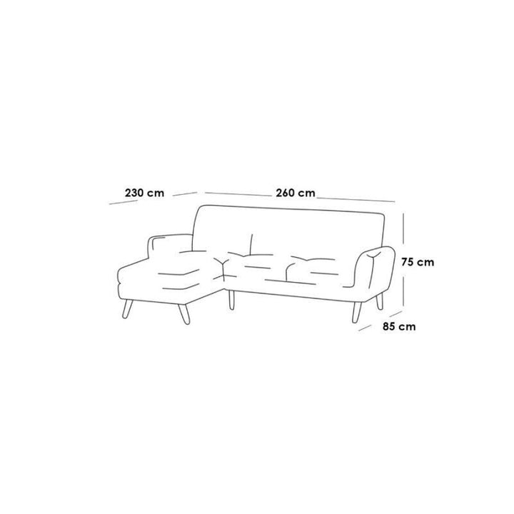 Alhome LShape  sofa - Swedish wood - White - 260x230x85x75 cm - Zrafh.com - Your Destination for Baby & Mother Needs in Saudi Arabia