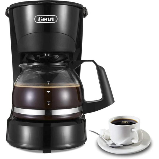 Gevi 4 Cups Small Coffee Maker, Compact Coffee Machine with Reusable Filter, Warming Plate and Coffee Pot for Home and Office