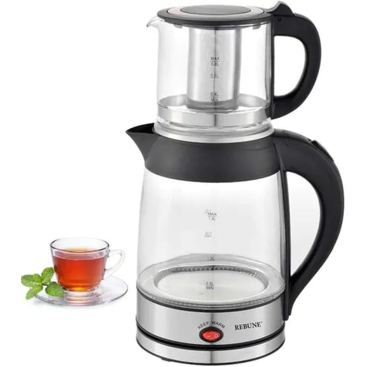 Rebune 2 in 1 Electric Kettle 2200 W 1.8 Liters - Silver - RE- 1- 122 - Zrafh.com - Your Destination for Baby & Mother Needs in Saudi Arabia