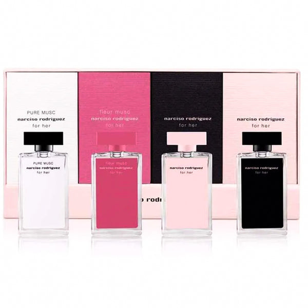 Narciso Rodriguez Mini Set For Women - 4 Pieces(For Her Eau De Parfum + For Her Eau De Toilette + Fleur Musc Eau De Parfum + Pure Musc Eau De Parfum) - 7.5 ml - Zrafh.com - Your Destination for Baby & Mother Needs in Saudi Arabia