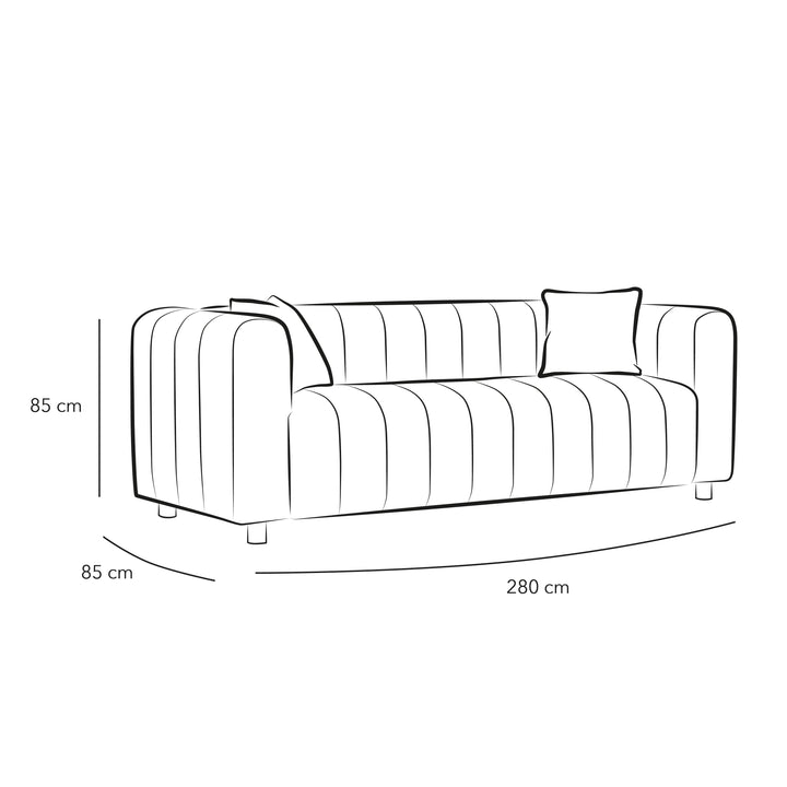 3-Seater Grey Chanel Sofa By Alhome - Zrafh.com - Your Destination for Baby & Mother Needs in Saudi Arabia