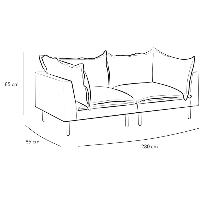 Sofa 3 Seater White - 280x85x85 - Velvet" By Alhome - Zrafh.com - Your Destination for Baby & Mother Needs in Saudi Arabia