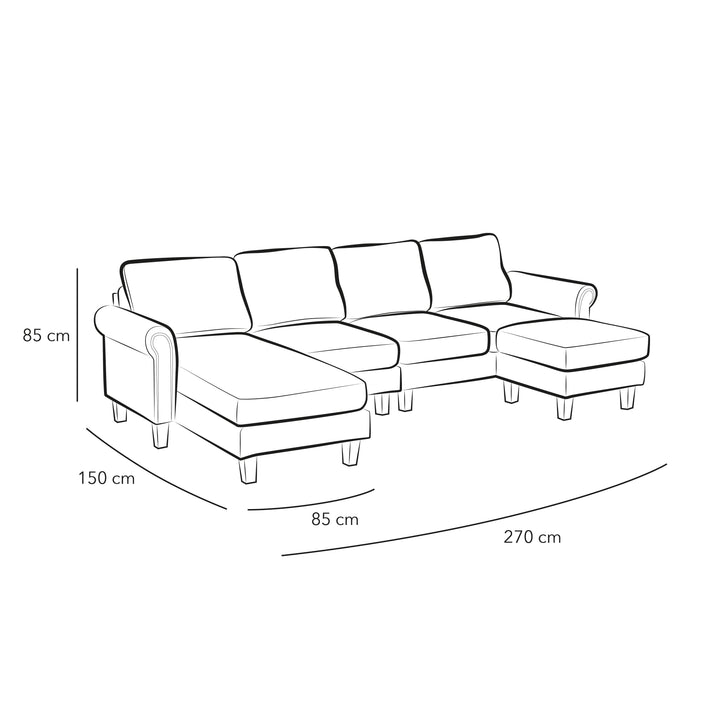 Beige Linen U-Shaped Sofa By Alhome - 110111701 - Zrafh.com - Your Destination for Baby & Mother Needs in Saudi Arabia