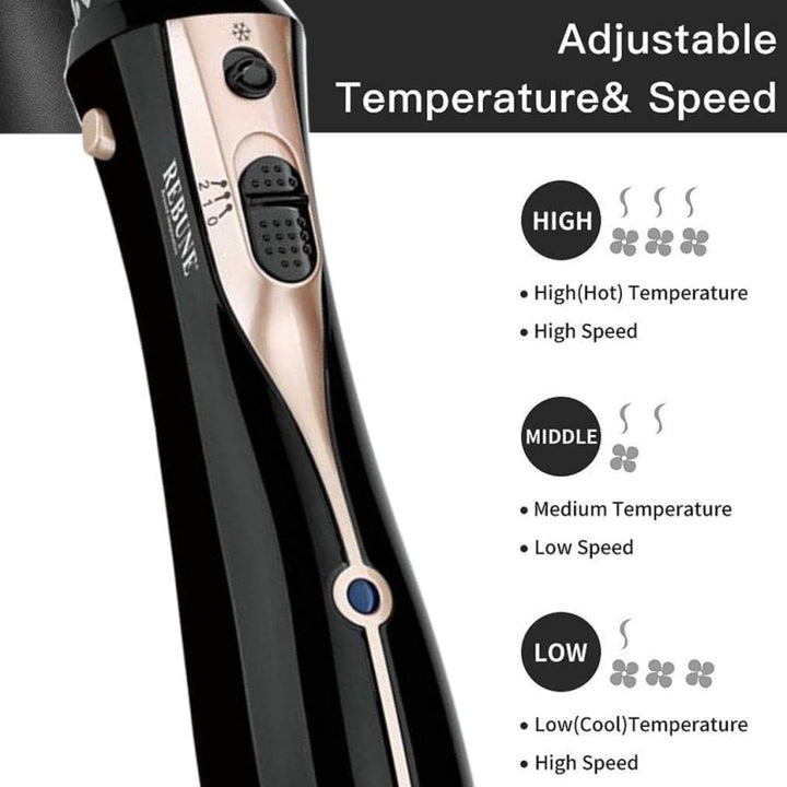 Rebune Hair dryer with ion technology with attachment - 1200 W - black - Zrafh.com - Your Destination for Baby & Mother Needs in Saudi Arabia