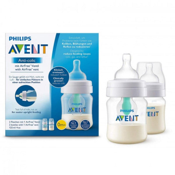 Philips Avent Anti Colic with AirFree Anti Colic Bottles - 125 ml - Pack of 2 - SCF810/24 - Zrafh.com - Your Destination for Baby & Mother Needs in Saudi Arabia