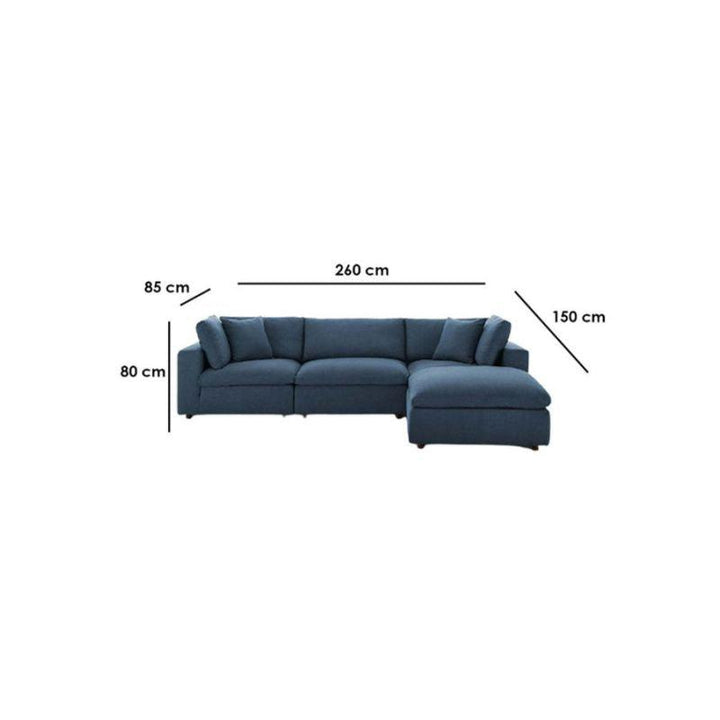 Alhome LShape  Sofa 260x150x80x85 cm - Blue - Zrafh.com - Your Destination for Baby & Mother Needs in Saudi Arabia