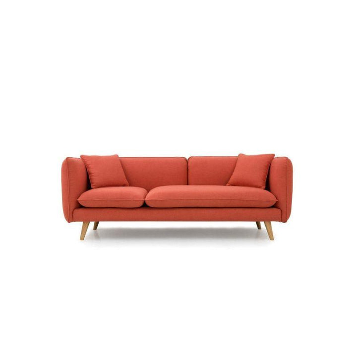 Alhome Polyester and Sweedish Wood 3 Seaters Sofa - Orange - Zrafh.com - Your Destination for Baby & Mother Needs in Saudi Arabia