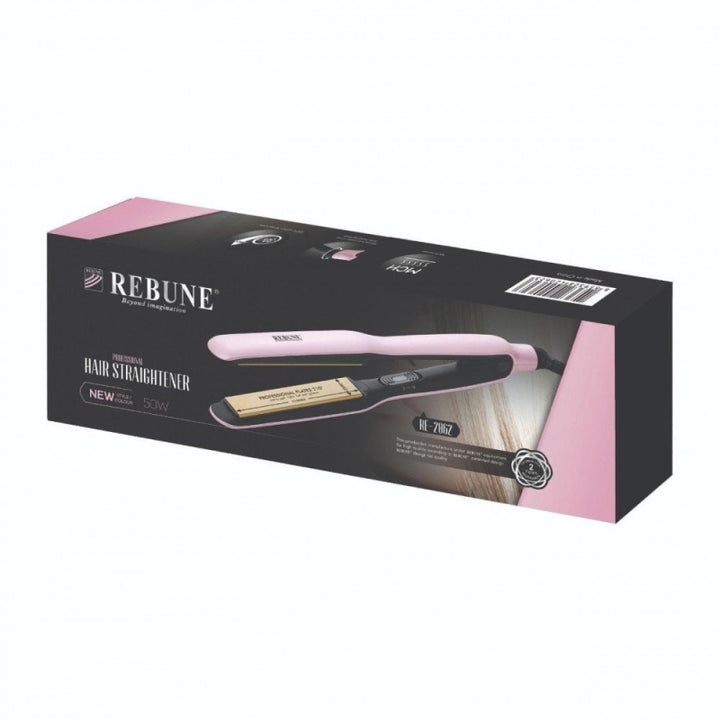 Rebune ceramic hair straightener - 66 W - Pink - Zrafh.com - Your Destination for Baby & Mother Needs in Saudi Arabia