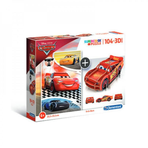 Clementoni Cars 3D Puzzle - 104 pieces - Zrafh.com - Your Destination for Baby & Mother Needs in Saudi Arabia