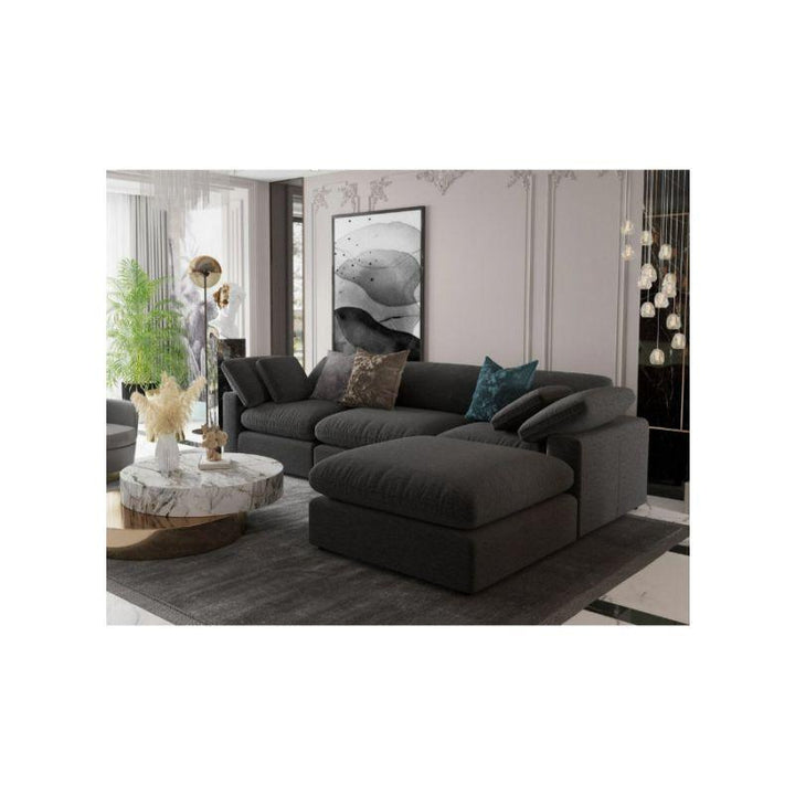 Alhome LShape  Sofa 280x270x75x90 cm - Grey - Zrafh.com - Your Destination for Baby & Mother Needs in Saudi Arabia