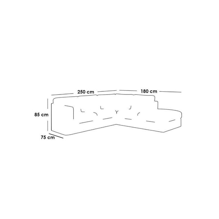 Alhome LShape  Sofa 180x85x250x75 cm - Grey - Zrafh.com - Your Destination for Baby & Mother Needs in Saudi Arabia