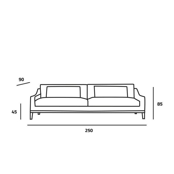 Sleek Gray Velvet 3-Seater Sofa - 250x90x45 cm - Swedish Wood By Alhome - Zrafh.com - Your Destination for Baby & Mother Needs in Saudi Arabia