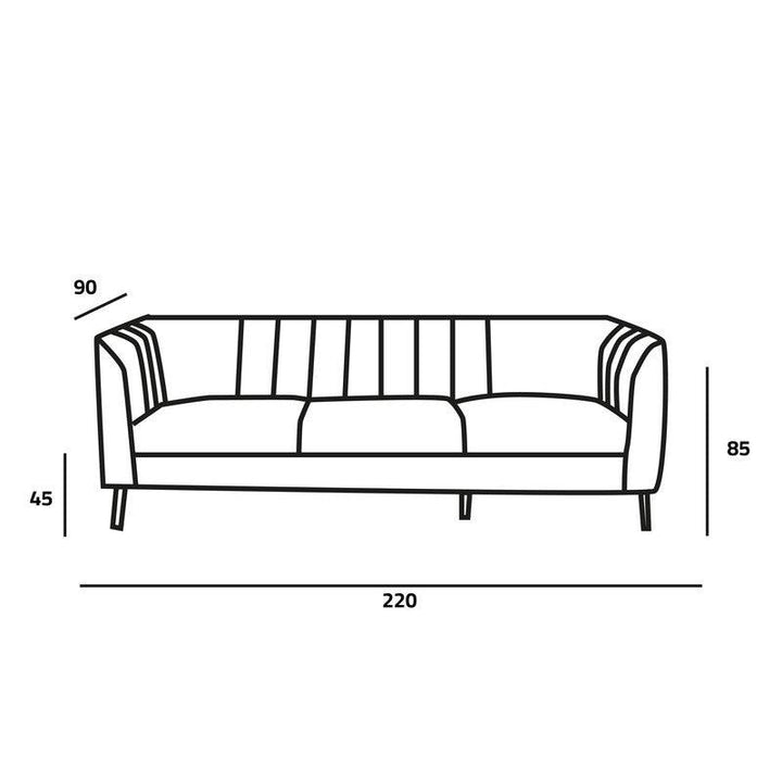 Sophisticated Gray Velvet 3-Seater Sofa - 220x90x45 cm - Swedish Wood By Alhome - Zrafh.com - Your Destination for Baby & Mother Needs in Saudi Arabia