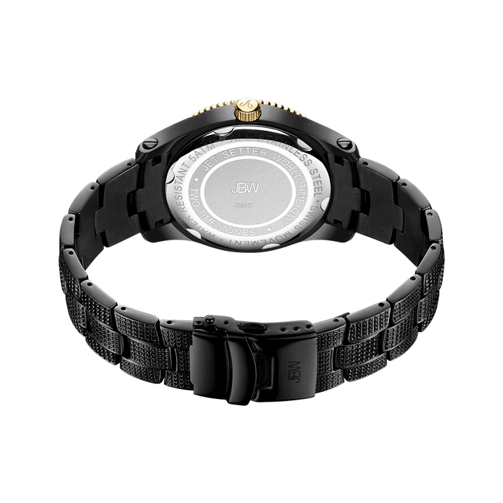 Jbw Jet Setter Gmt Quartz Watch 1.00 Ctw Diamond Men's Watches - Black - J6370 - Zrafh.com - Your Destination for Baby & Mother Needs in Saudi Arabia