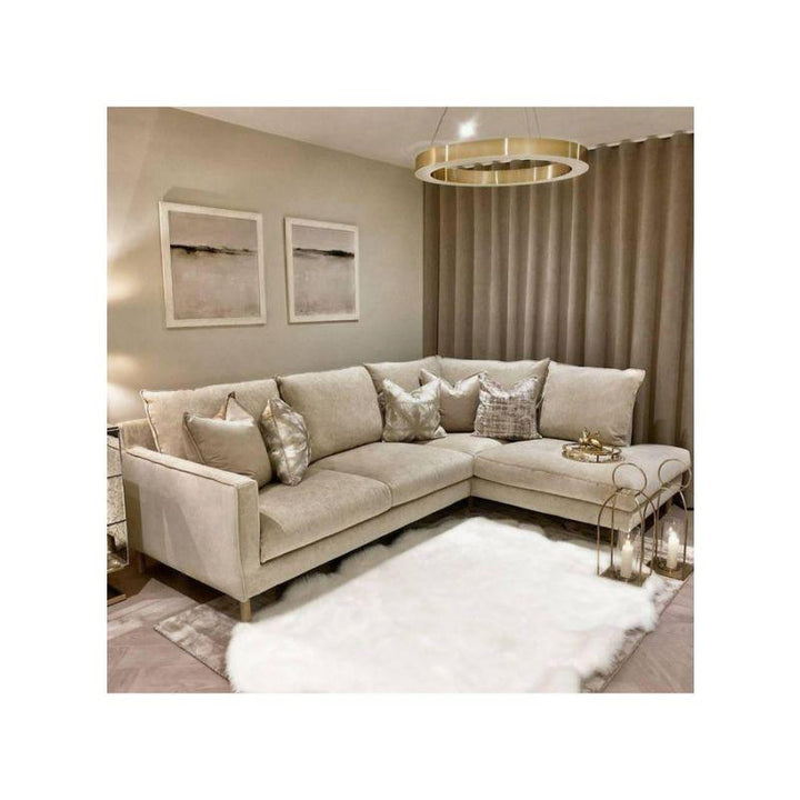 Alhome LShape sofa 270x180x85x90 cm - Beige - Zrafh.com - Your Destination for Baby & Mother Needs in Saudi Arabia