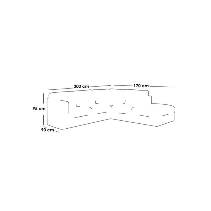 Alhome LShape  Sofa 300x170x95x90 - Blue - Zrafh.com - Your Destination for Baby & Mother Needs in Saudi Arabia