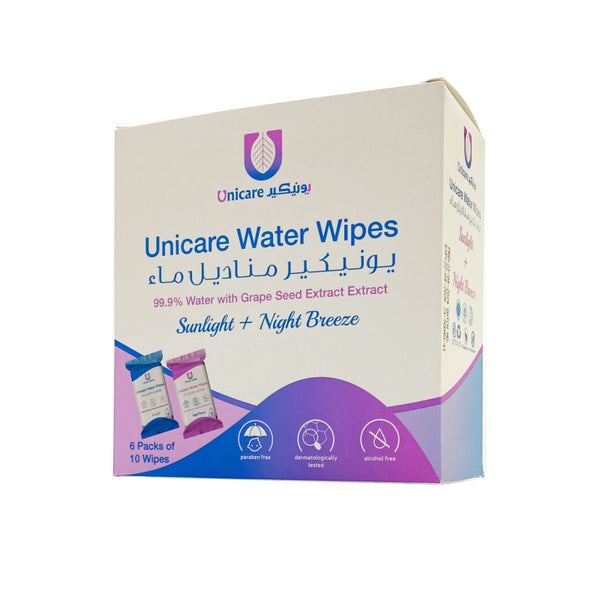 Unicare Water Wipes 6 Packets - 60 Wipes - Zrafh.com - Your Destination for Baby & Mother Needs in Saudi Arabia