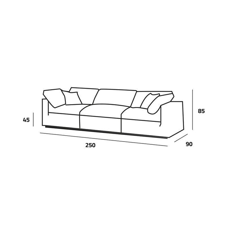 Luxurious Gray Velvet 3-Seater Sofa - 250x90x45 cm - Swedish Wood By Alhome - Zrafh.com - Your Destination for Baby & Mother Needs in Saudi Arabia