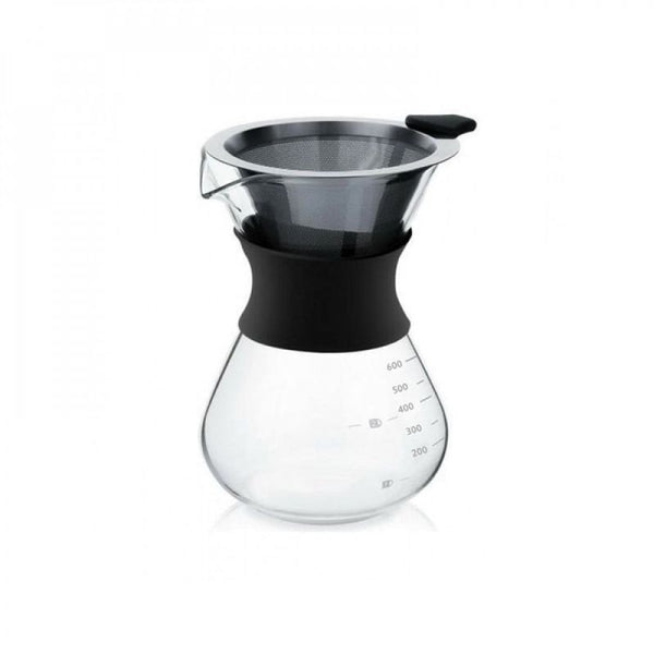 Rebune Chemex Glass Drip Coffee Maker With Stainless Steel Filter - Black And Silver - Zrafh.com - Your Destination for Baby & Mother Needs in Saudi Arabia