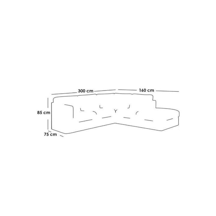 Alhome LShape  Sofa 300x160x75x85 cm - Grey - Zrafh.com - Your Destination for Baby & Mother Needs in Saudi Arabia