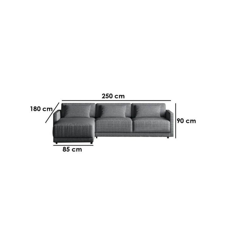 Alhome LShape Sofa 180x250x90x85 cm - Grey - Zrafh.com - Your Destination for Baby & Mother Needs in Saudi Arabia