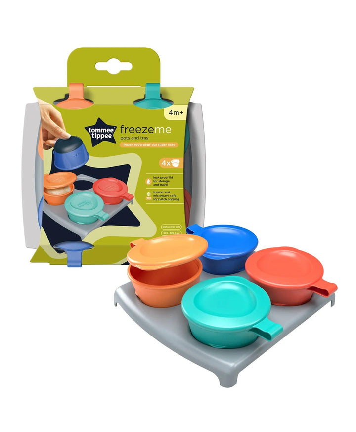 Tommee Tippee Pop Up Freezer Weaning Pots with Tray and Soft Push Up Bases Pack of 4 - 60mL each - Zrafh.com - Your Destination for Baby & Mother Needs in Saudi Arabia